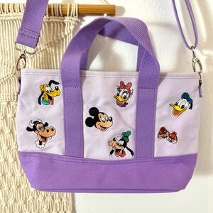 Disneyland Disney World Mickey Mouse Purple Character Canvas Tote Bag Purse